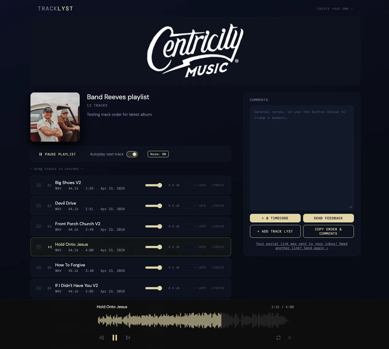Centricity playlist